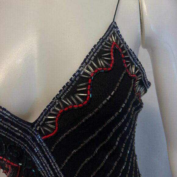 100% Silk Beaded SzM Fabrica Black Evening/Formal Party/Wedding/Prom/Party Dress - Picture 9 of 15